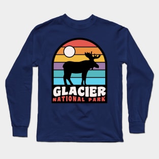 Glacier National Park Moose Badge Long Sleeve T-Shirt